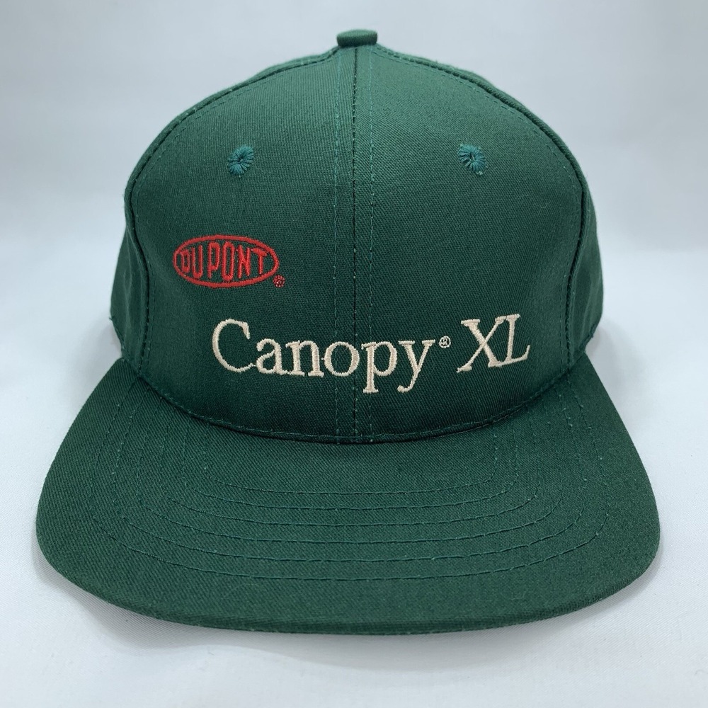 DuPont Canopy XL Hat Green Adjustable Snapback Baseball Cap Vintage Made in USA